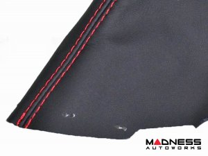 FIAT 124 Spider Gear Shift / eBrake Boot Kit - Black Italy - Black Leather w/ Red Stitching